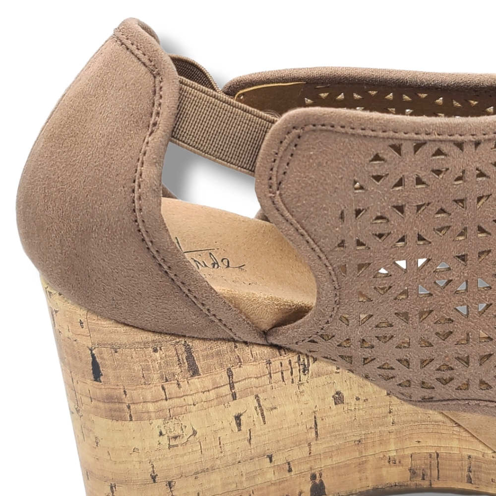 Life Stride Women's Tan Flex Soft System Hinx 2 Cut Out Wedge Sandals Size 10 - Picture 15 of 16